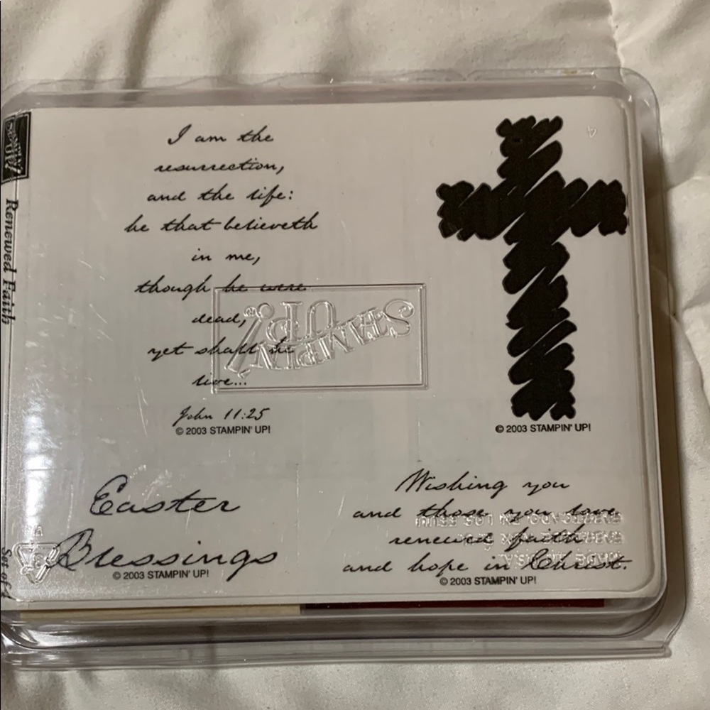 Stampin’ Up! Renewed Faith set of 4  2003 Rubber Stamp Set with Wooden Blocks